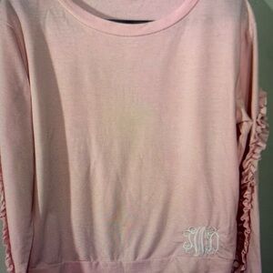 Pink Long Sleeve Tee with Ruffle Details